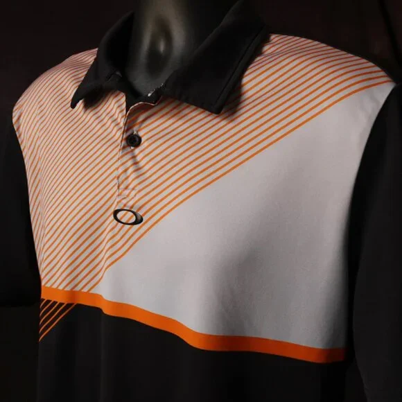 Oakley HydroLix Black Orange Striped Polo (L) ⛳️ - Picture 11 of 14
